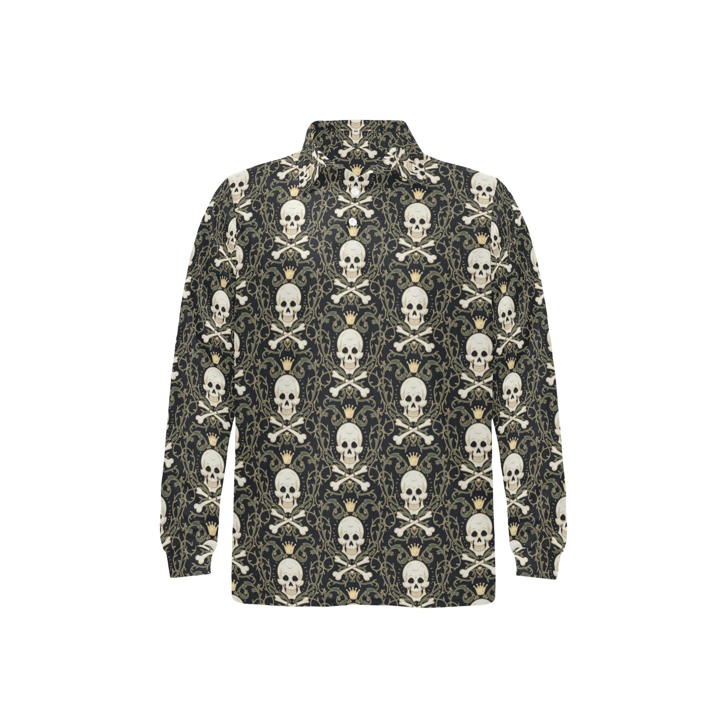 Skull King Print Design LKS307 Long Sleeve Polo Shirt For Men's