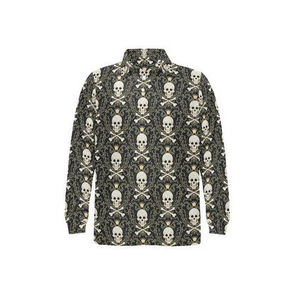 Skull King Print Design LKS307 Long Sleeve Polo Shirt For Men's