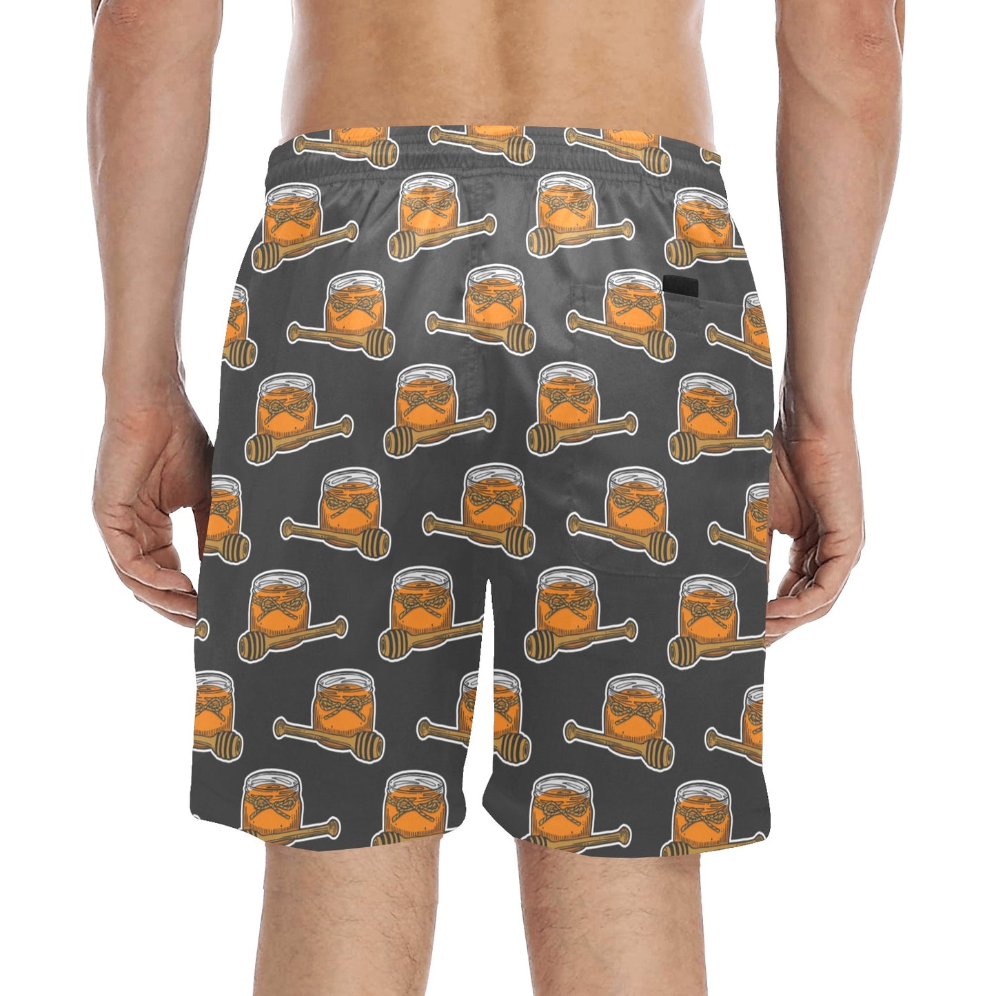 Honey Bee Print Design LKS305 Men's Swim Trunks Beach Shorts