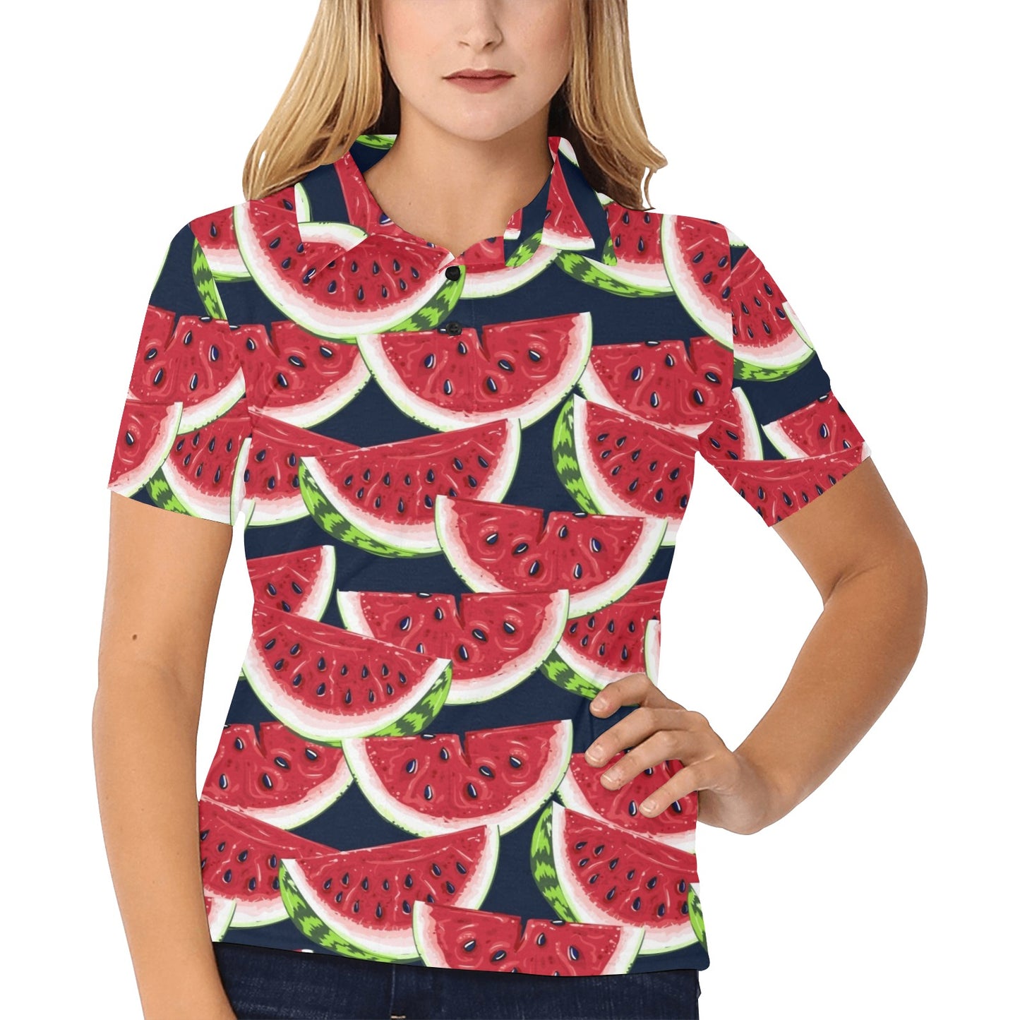 Watermelon Pattern Print Design WM011 Women's Polo Shirt