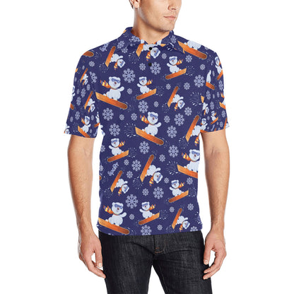 Snowboard Bear Print Design LKS305 Men Polo Shirt