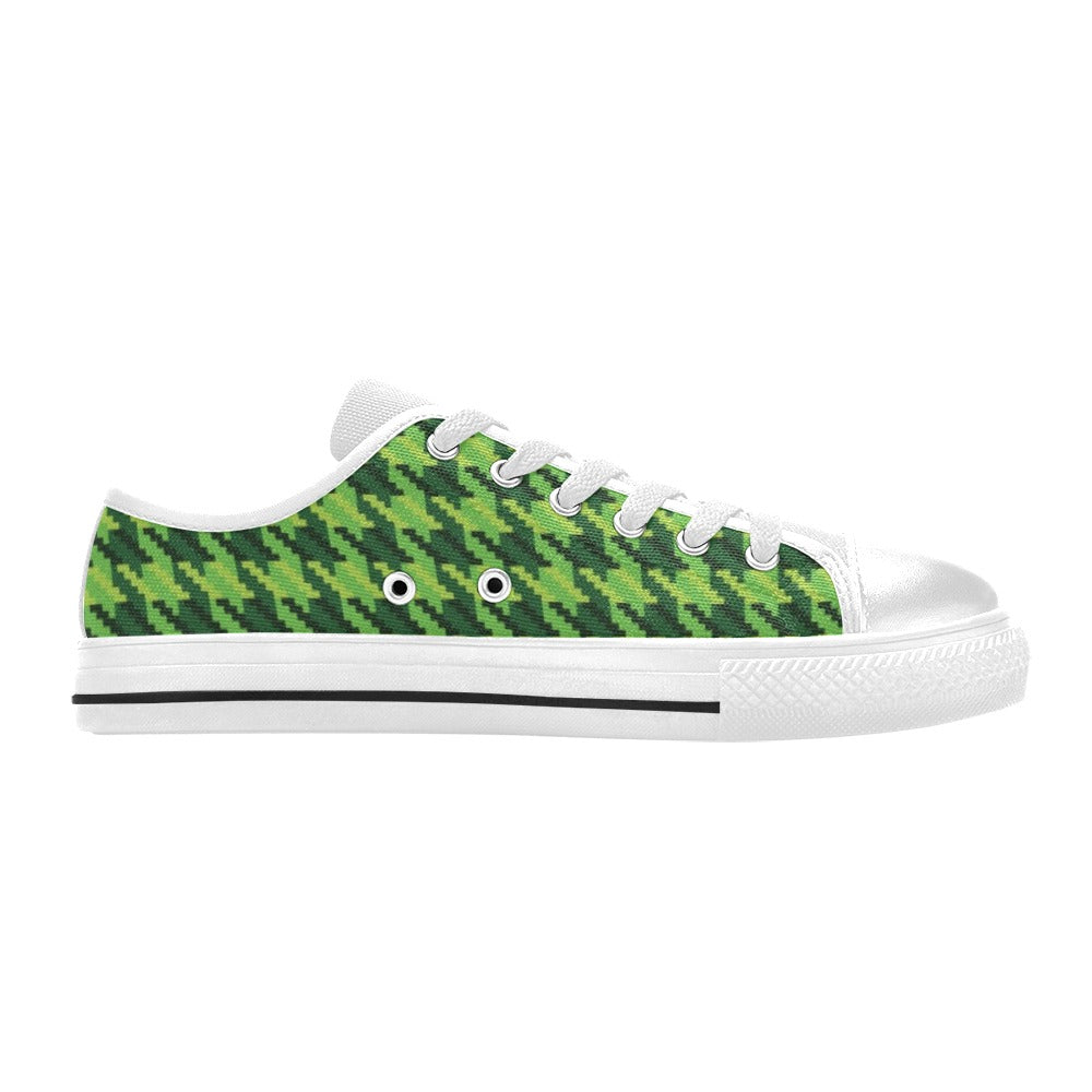 St Patricks Day Houndstooth Pattern Print LKS301 Women's White Low Top Shoes
