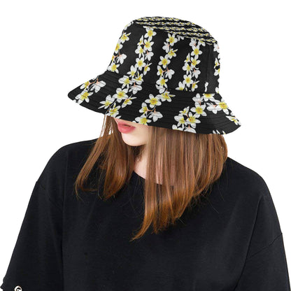 White Plumeria Pattern Print Design PM08 Unisex Bucket Hat