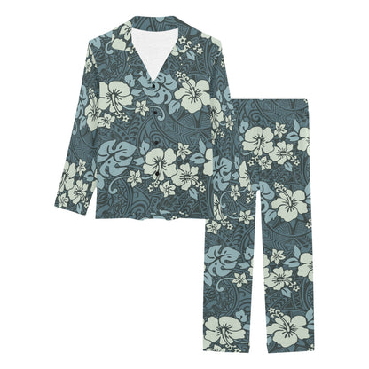 Flower Hawaiian Hibiscus Style Print Pattern Women's Long Pajama Set