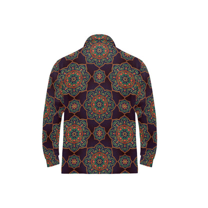 Medallion Pattern Print Design 03 Long Sleeve Polo Shirt For Men's
