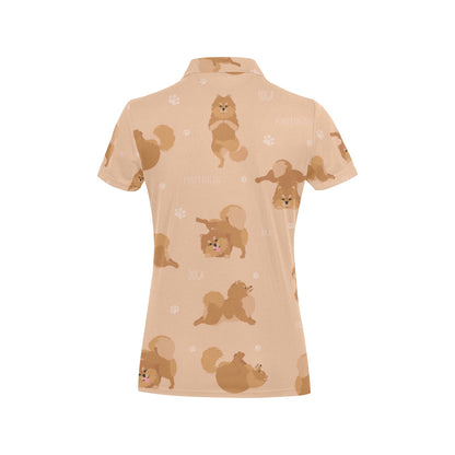 Pomeranians Pattern Print Design A06 Women's Polo Shirt