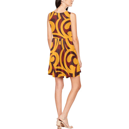 Maori Pattern Print Design 02 Sleeveless Dress