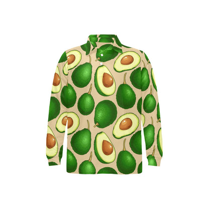 Avocado Pattern Print Design AC010 Long Sleeve Polo Shirt For Men's