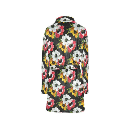Anemone Pattern Print Design AM07 Women's Fleece Robe