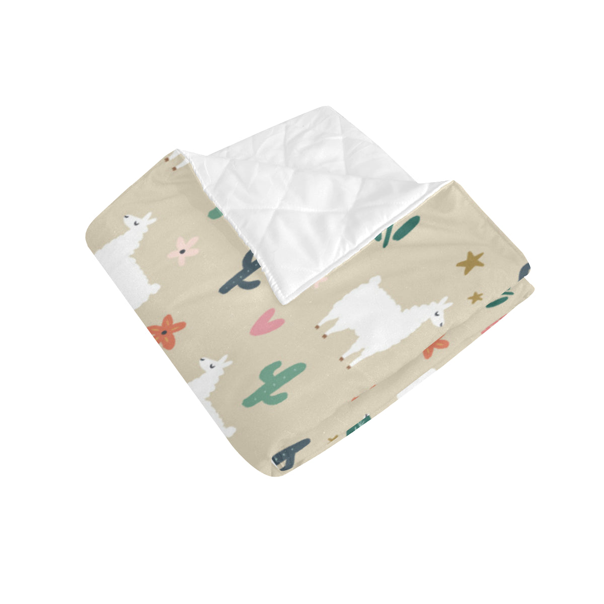 Llama Cactus Pattern Print Design 09 Premium Quilt