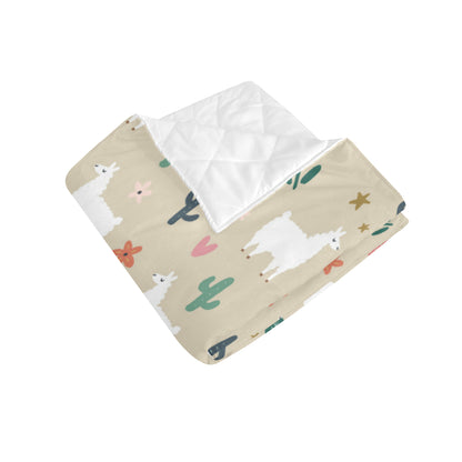 Llama Cactus Pattern Print Design 09 Premium Quilt