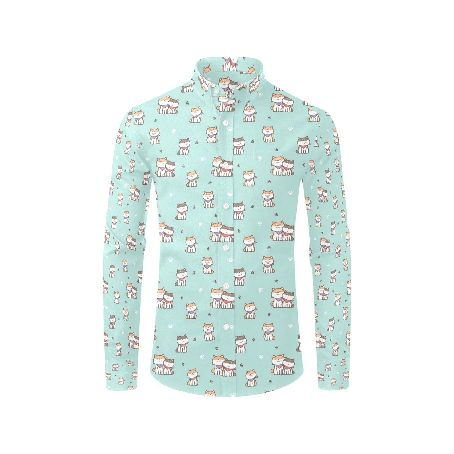 Shiba Inu Print Design LKS302 Men's Long Sleeve Dress Shirt