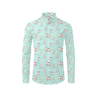 Shiba Inu Print Design LKS302 Men's Long Sleeve Dress Shirt