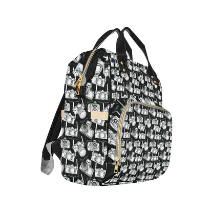 Camera Pattern Print Design 01 Diaper Bag Backpack