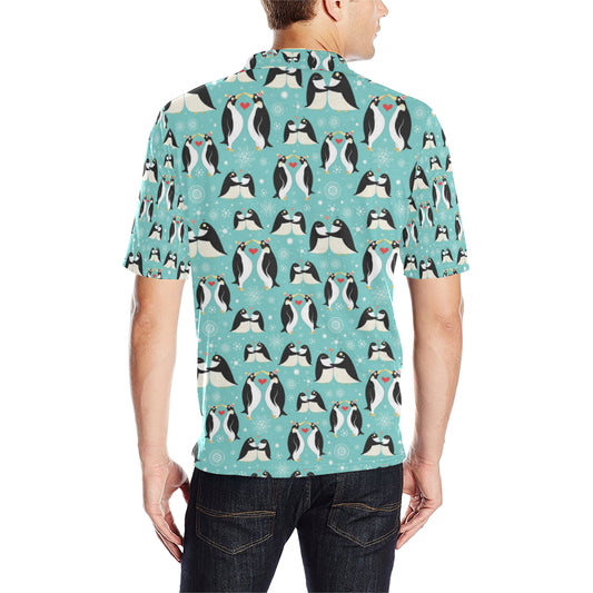 Penguin Love Print Men Polo Shirt