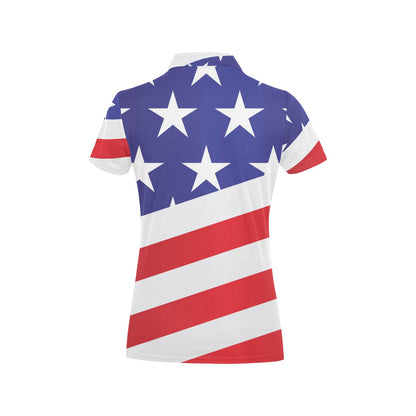 American flag Print Women's Polo Shirt