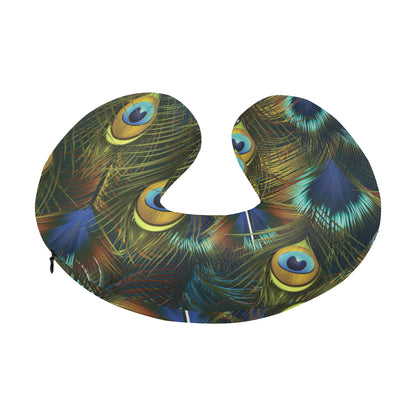Peacock Feather Pattern Print Design A03 U-Shaped Travel Neck Pillow