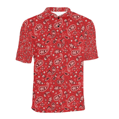 Bandana Paisley Red Print Design LKS3011 Men Polo Shirt