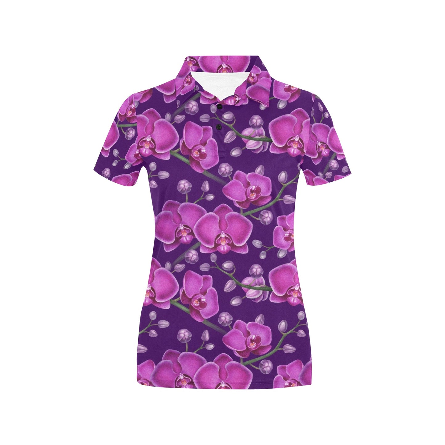 Orchid Pattern Print Design A03 Women's Polo Shirt