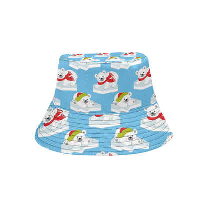 Polar Bear Pattern Print Design PB06 Unisex Bucket Hat