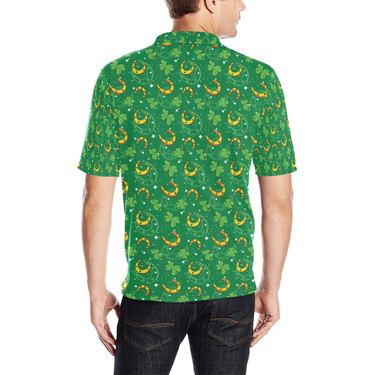 Shamrock With Horse Shoes Print Design LKS305 Men Polo Shirt
