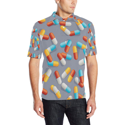 Pill Pattern Print Design A01 Men Polo Shirt