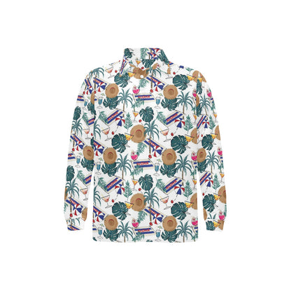 Aloha Hawaii Beach Pattern Print Design 04 Long Sleeve Polo Shirt For Men's