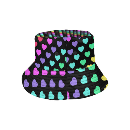 Heart Rainbow Pattern Print Design HE02 Unisex Bucket Hat