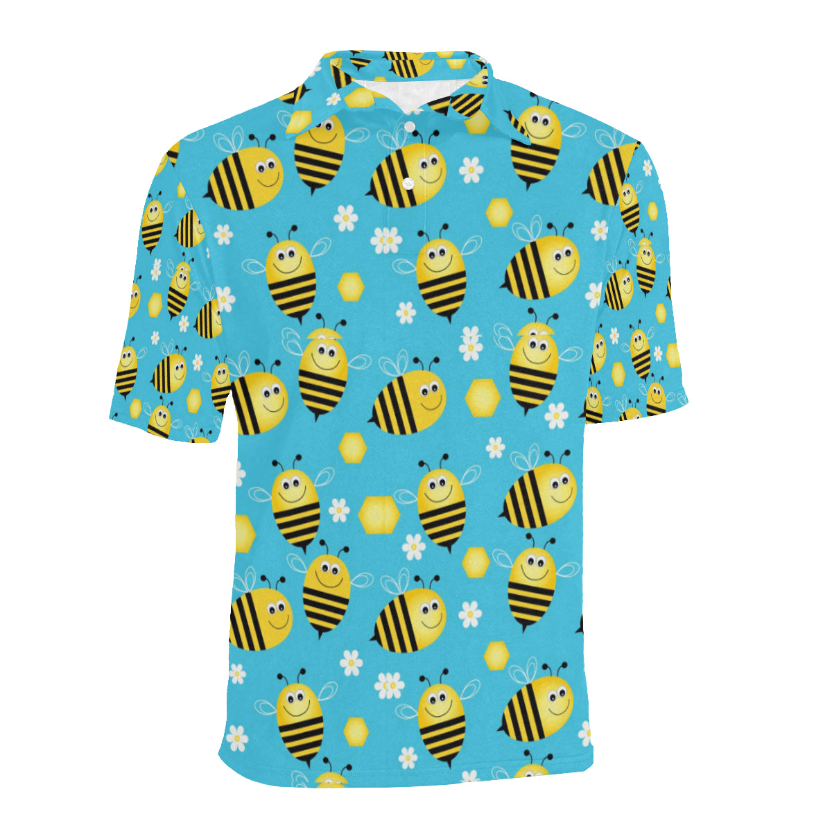 Bee Pattern Print Design BEE06 Men Polo Shirt