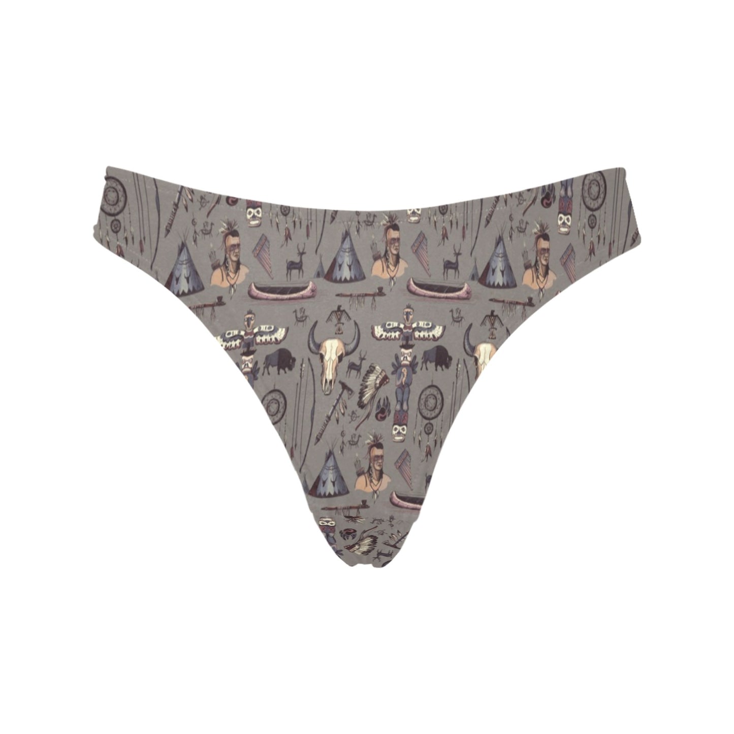 Native Indian life Design Print Women's Thongs