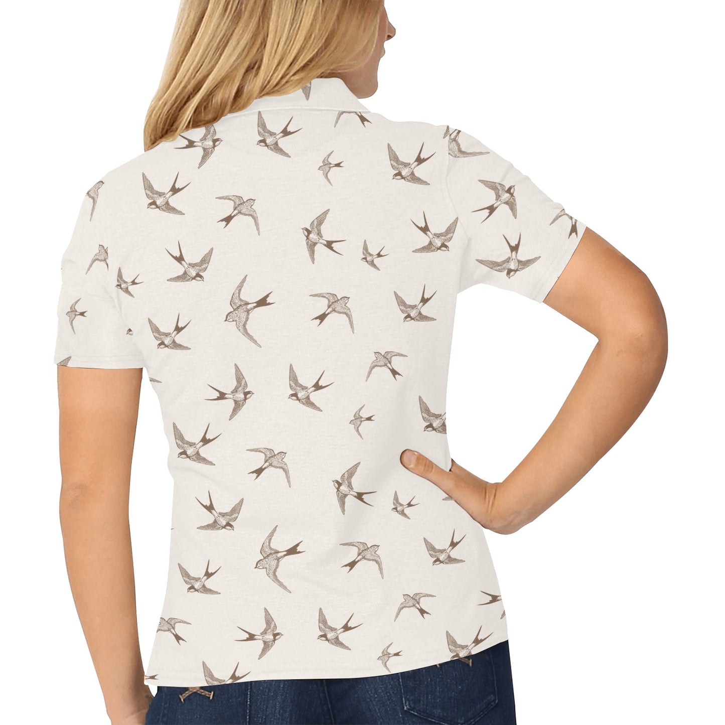 Swallow Bird Pattern Print Design 01 Women's Polo Shirt