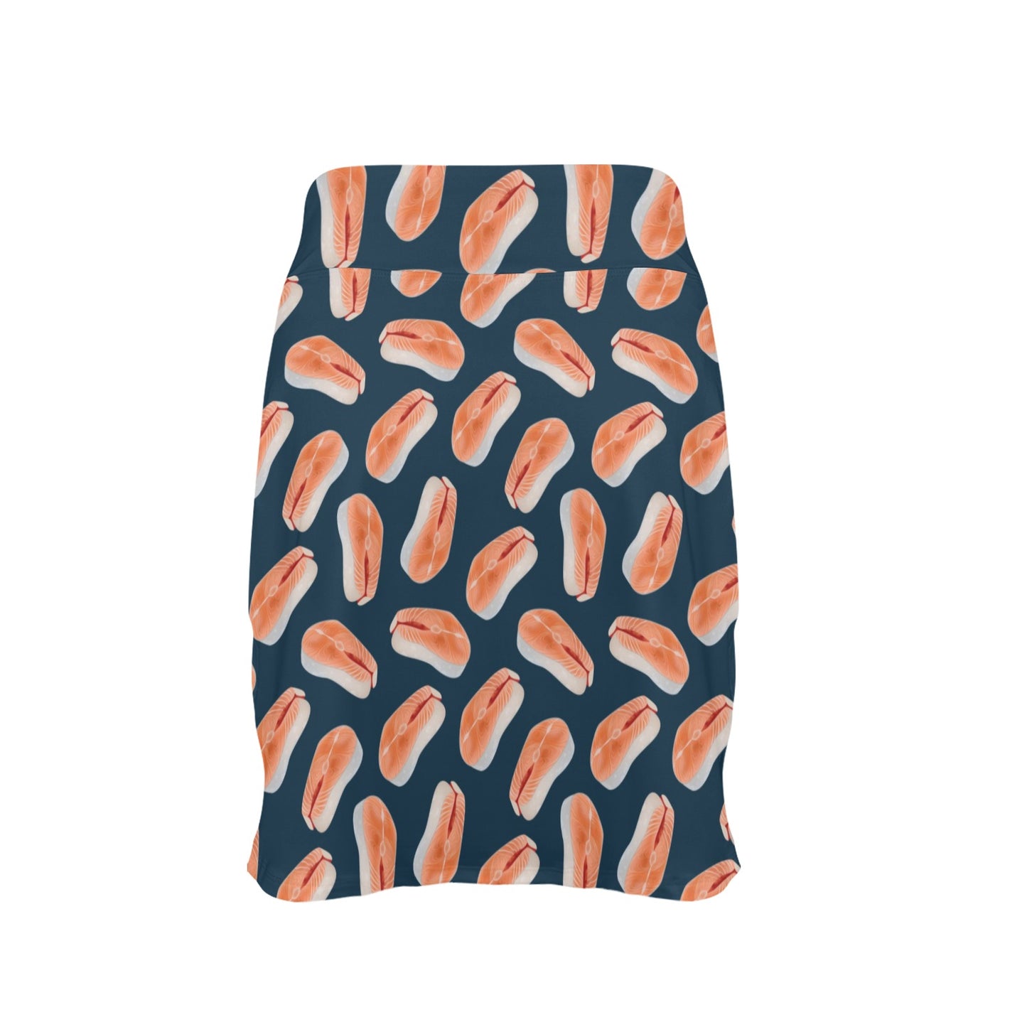 Salmon Steak Print Design LKS306 17" Golf & Pickleball Skort with Pockets