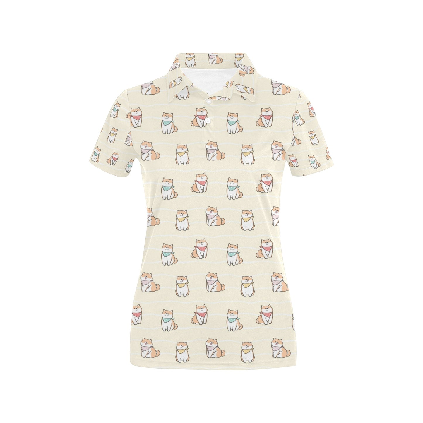 Shiba Inu Print Design LKS306 Women's Polo Shirt