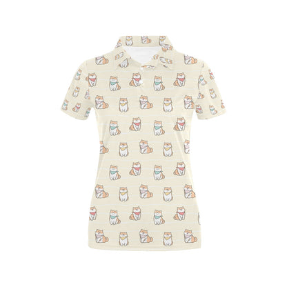 Shiba Inu Print Design LKS306 Women's Polo Shirt