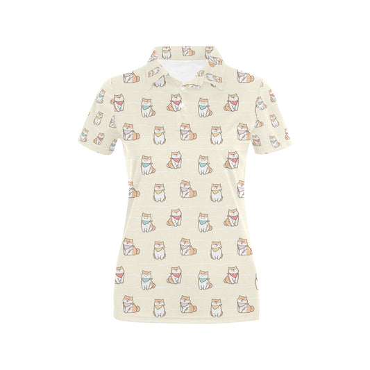 Shiba Inu Print Design LKS306 Women's Polo Shirt