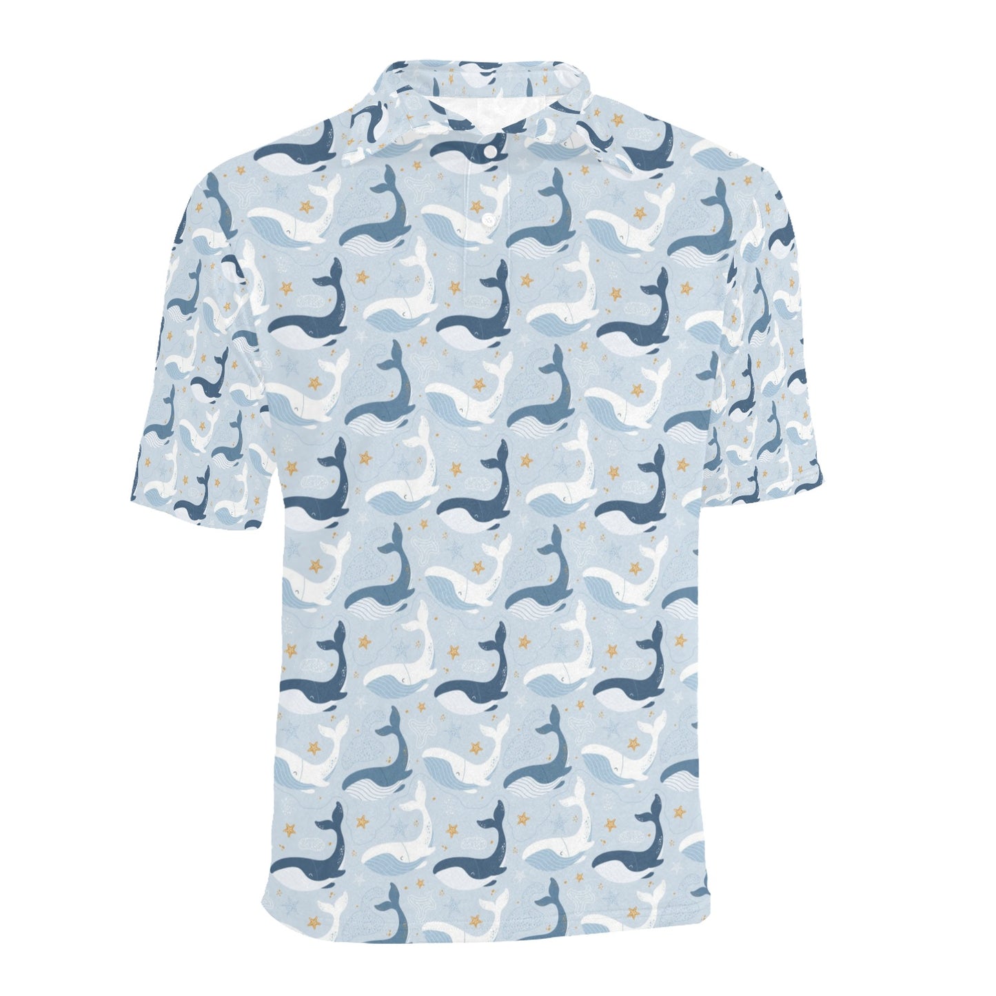 Whale Print Design LKS305 Men Polo Shirt