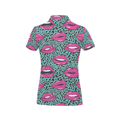 Lip Pattern Print Design 04 Women's Polo Shirt
