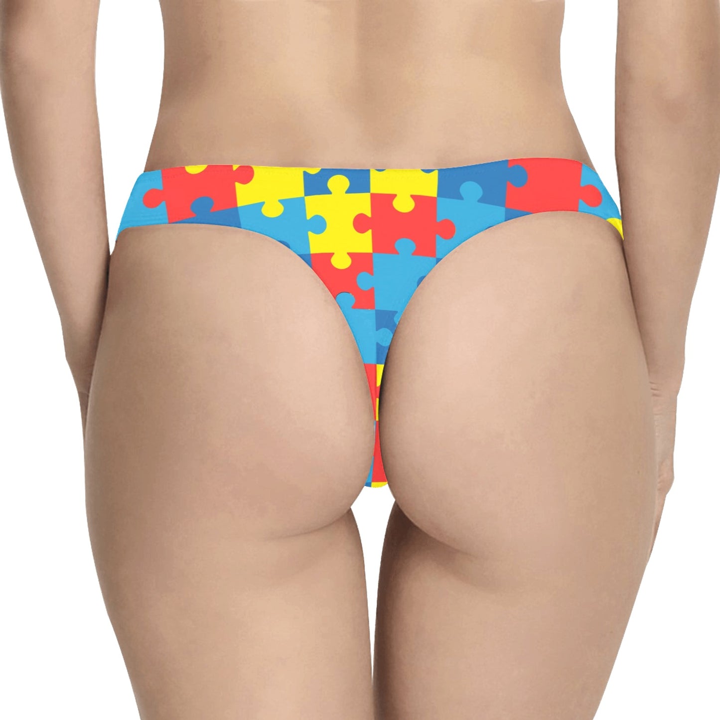 Autism Awareness Puzzles Design Print Women's Thongs