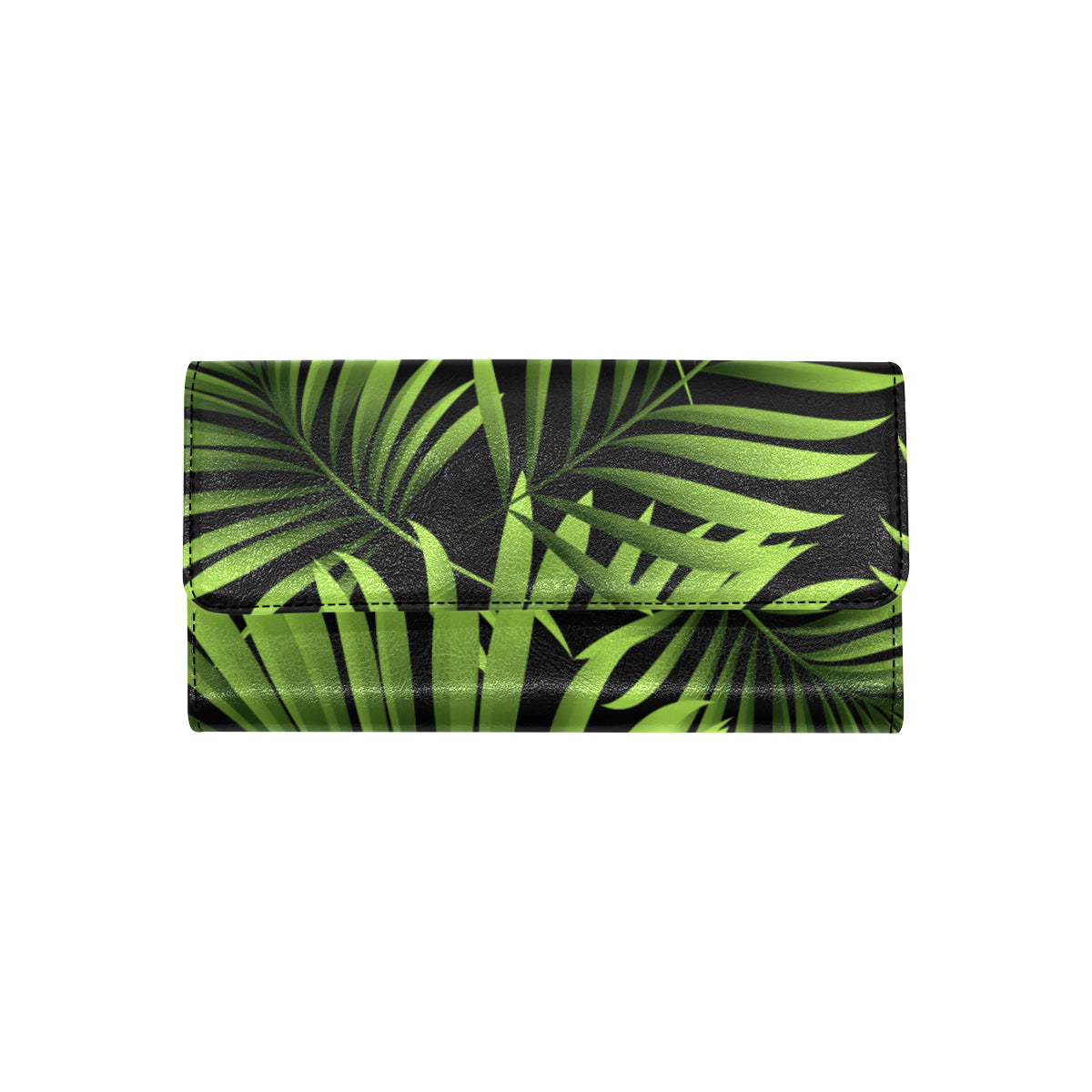 Green Neon Tropical Palm Leaves Women's Trifold Wallet