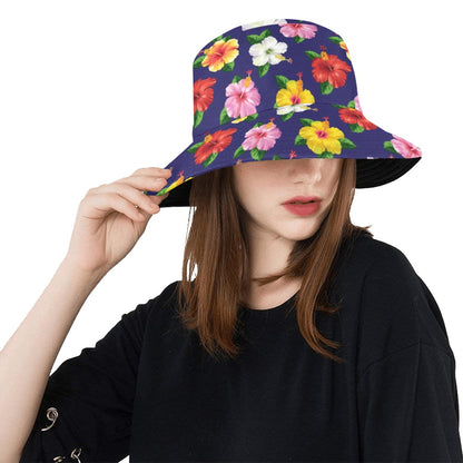 Hibiscus Colorful Print Design LKS301 Unisex Bucket Hat
