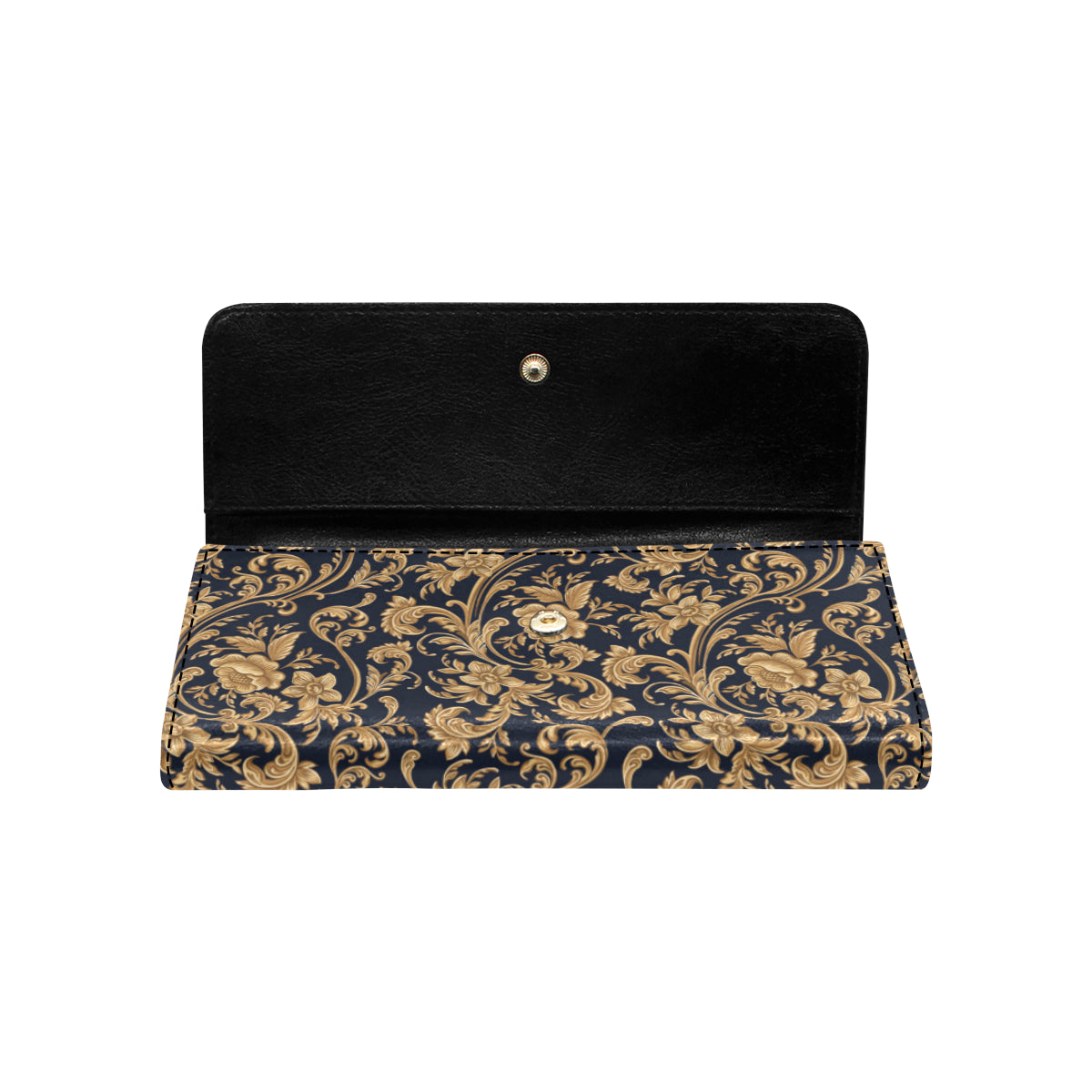 Baroque Golden Pattern Print Design 03 Women's Trifold Wallet