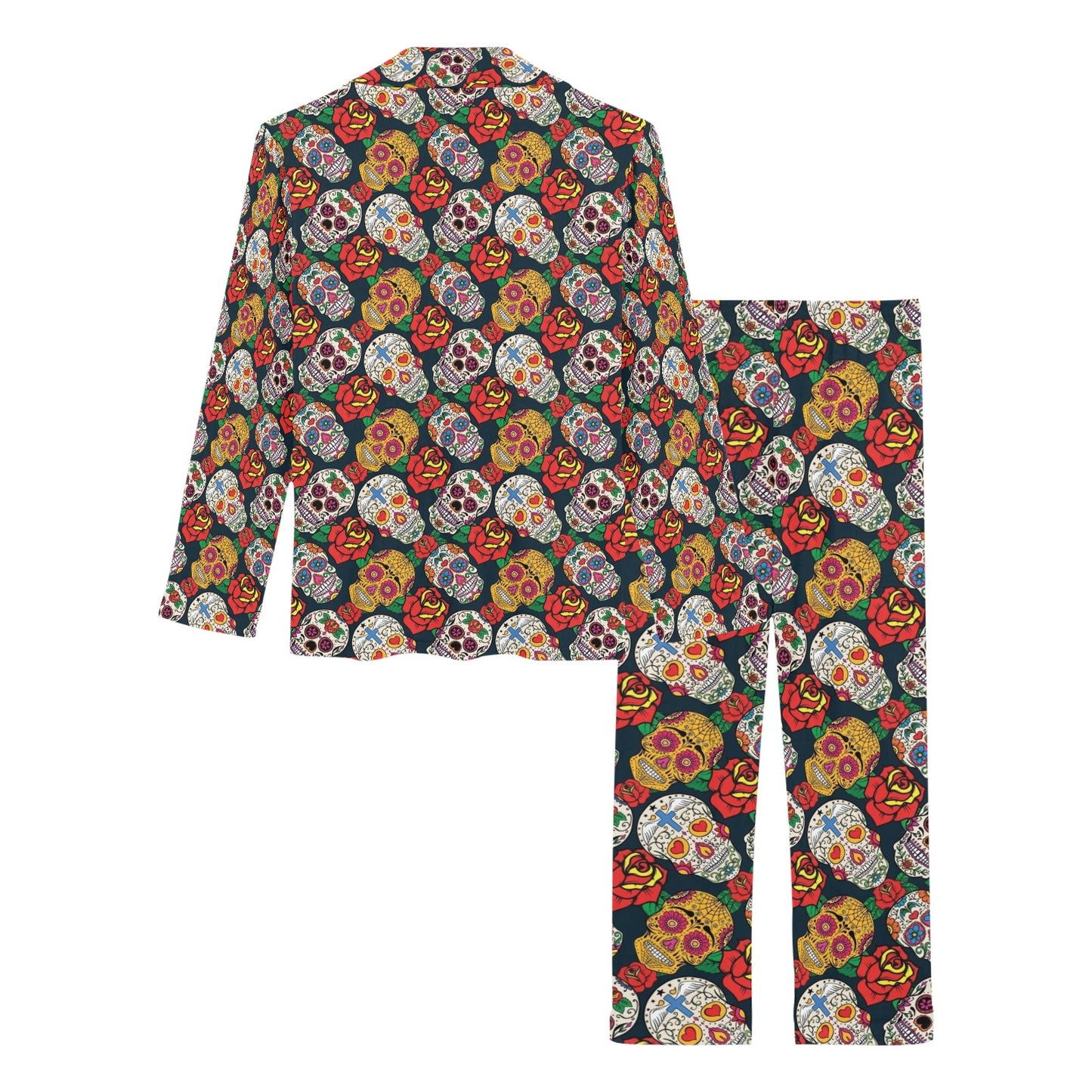 Sugar Skull Print Design LKS306 Women's Long Pajama Set