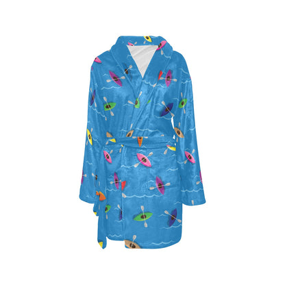 Kayak Pattern Print Design 03 Women's Fleece Robe