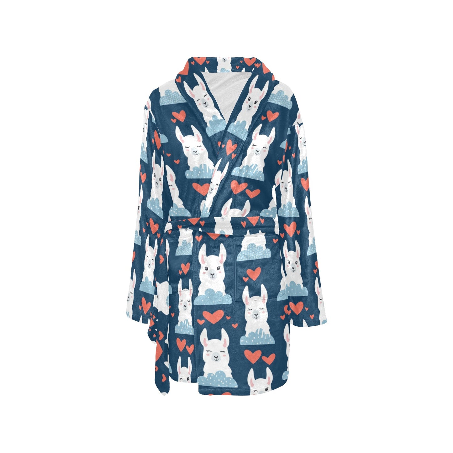 Alpaca Love Pattern Print Design 05 Women's Fleece Robe