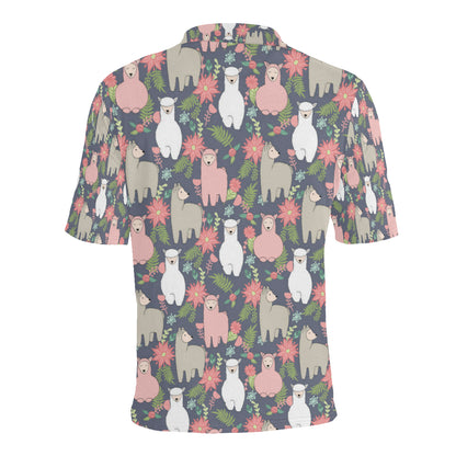 Alpaca Pattern Print Design 03 Men Polo Shirt