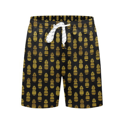 Pineapple Gold Tribal Style Print Men's Swim Trunks Beach Shorts