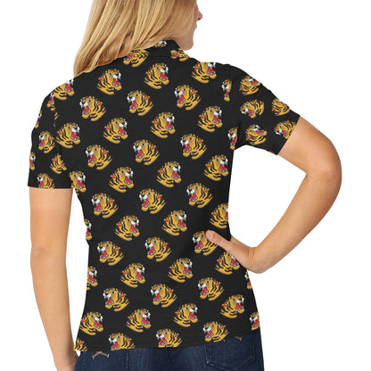 Tiger Head Print Design LKS306 Women's Polo Shirt