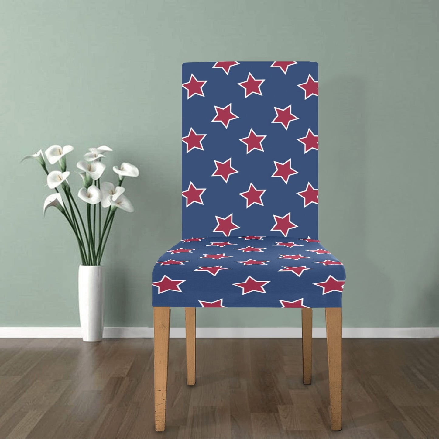 Star Red Blue Print Design LKS301 Dining Chair Slipcover