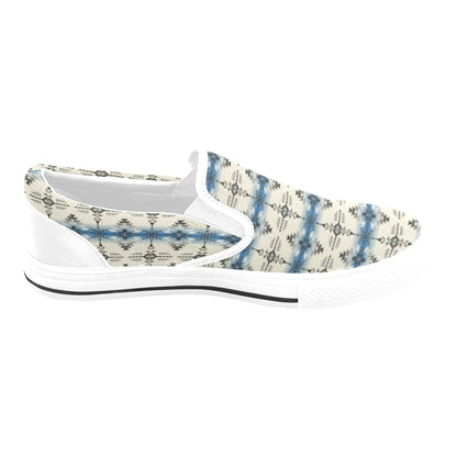Southwest Pattern Print Design LKS304 White Slip Ons Canvas Women's Shoes