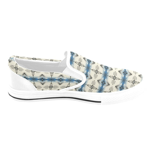 Southwest Pattern Print Design LKS304 White Slip Ons Canvas Women's Shoes